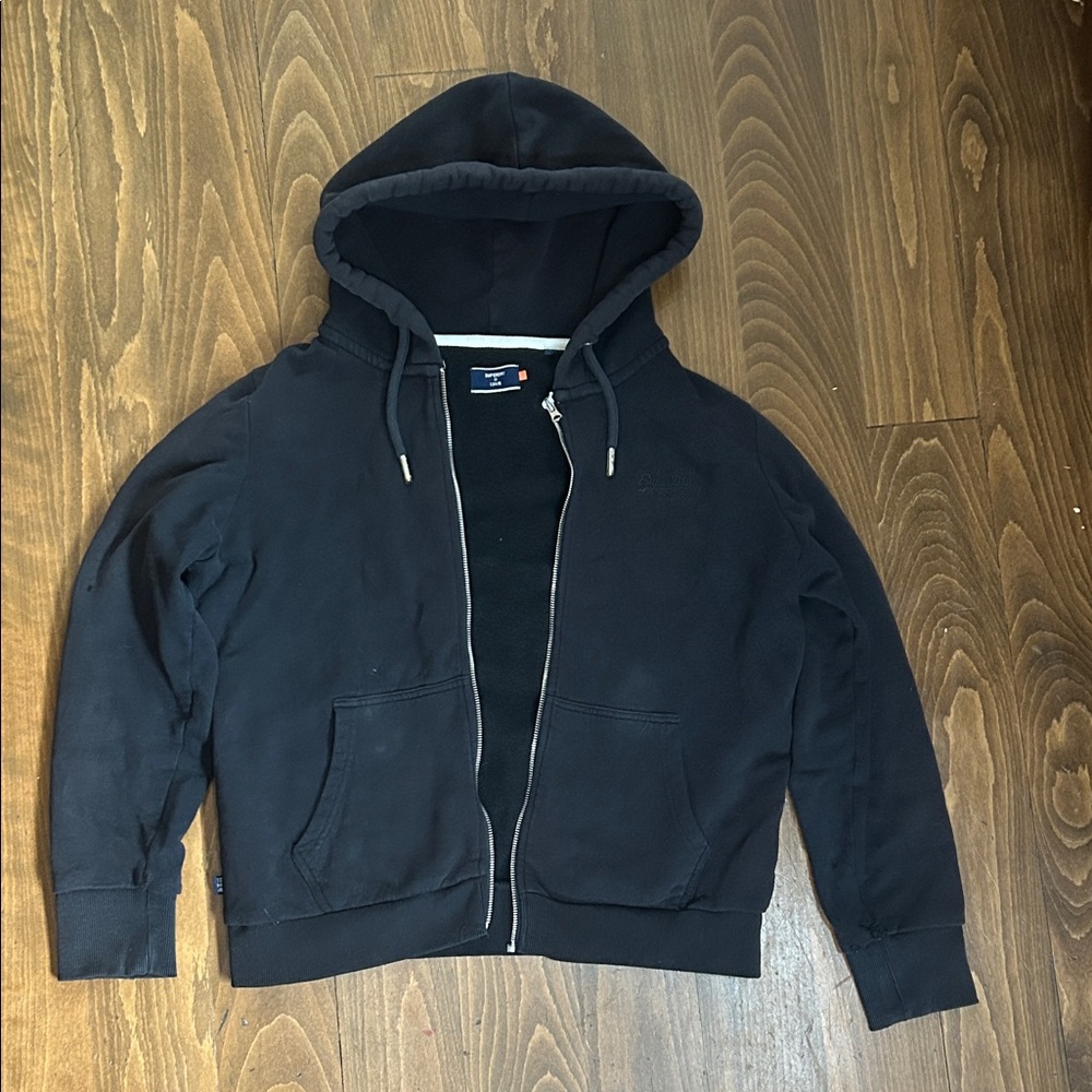Superdry Distressed Black Hoodie 12 kids